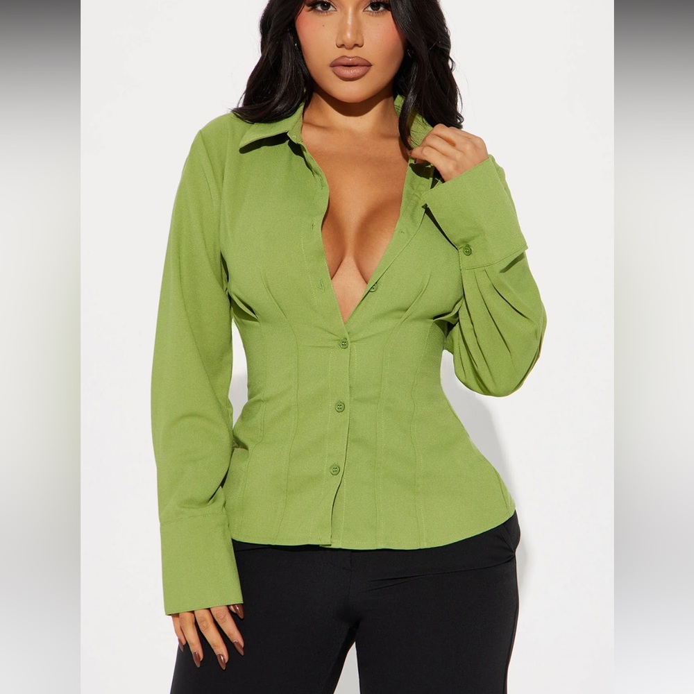 Ellie Pleated Shirt - Green